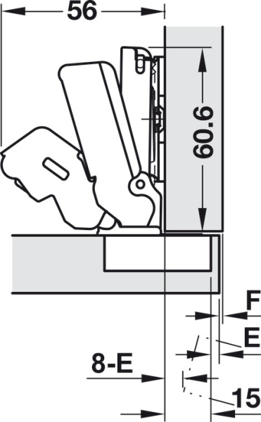 Петля Metalla 510 A/SM, полунакладная, УО 155°, 52/5,5, h=13,5 мм, SC